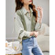 Outlets counters big-name cutting label transfer season clearance pick-up missing knitted striped stitching shirt women's spring and autumn tops