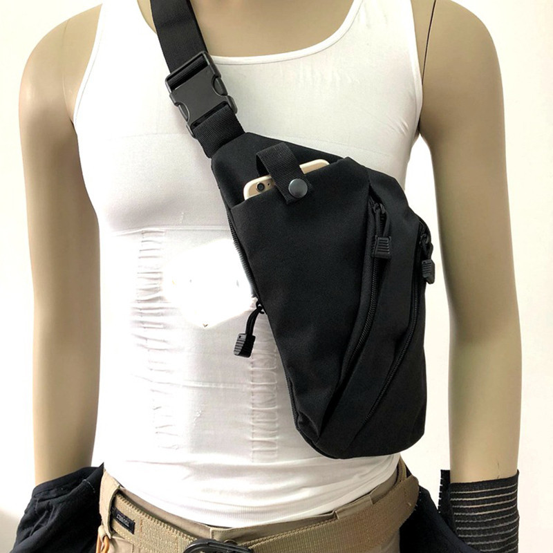 Underarm Invisible Bag for Men, Close-Fitting Cross-Body Tactical Bag, Backpack, Agent Bag, Men's Multi-Functional Single-Shoulder Plaid Travel Running Bag