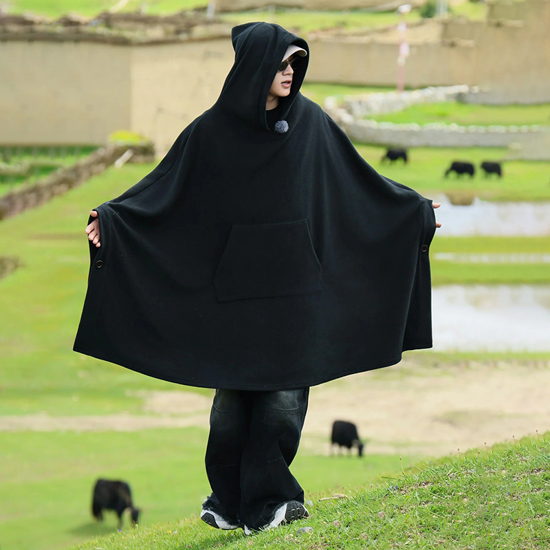 Shikai-Style Clothing: Fleece-Lined and Thickened Sweatshirt for Men and Women, Meditation Cloak, Long Coat, Outerwear