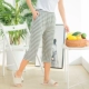 Nữ Pyjama Quần ở nhà Quần mùa hè Phương thức rộng rãi co giãn Sọc mỏng Đơn giản ở nhà Quần cắt có thể mặc bên ngoài - Quần tây