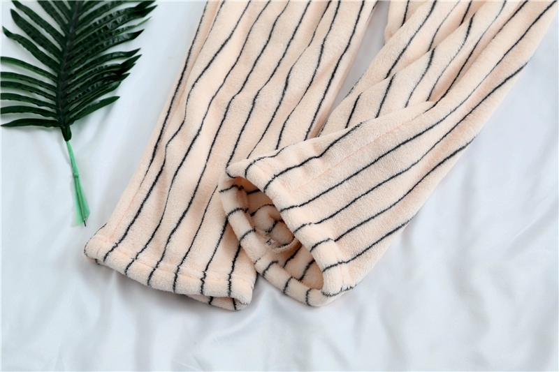 Flannel Pyjama Quần mùa thu và mùa đông San hô Quần nỉ dày Làm ấm Kích thước lớn Quần dài nam Quần nhà