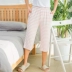 Nữ Pyjama Quần ở nhà Quần mùa hè Phương thức rộng rãi co giãn Sọc mỏng Đơn giản ở nhà Quần cắt có thể mặc bên ngoài - Quần tây