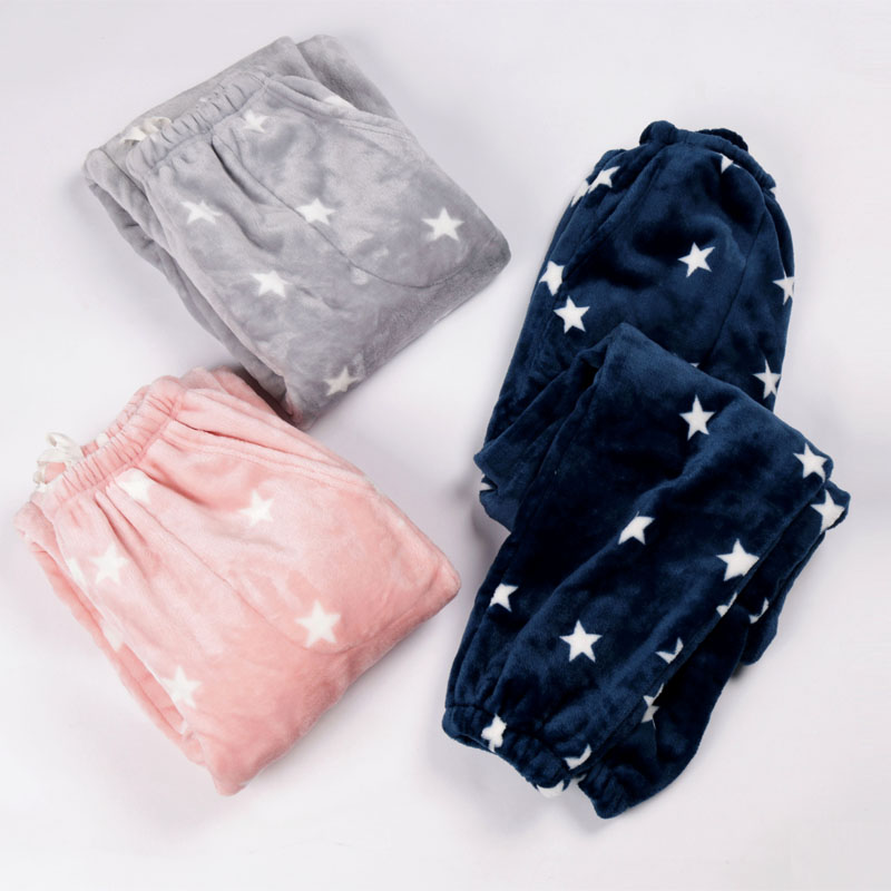 Mùa thu và mùa đông phụ nữ flannel kích thước lớn dày nam pyjama lông cừu san hô quần quần giản dị cặp vợ chồng nhà quần baggy nữ
