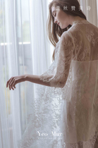 Morning gown Custom high-end morning gown Sakura dream wedding gown Lace morning gown French lace island lace skirt Bridal morning gown