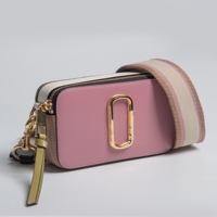 2022 new color matching fashionable wide shoulder strap cowhide women's shoulder crossbody bag horizontal mobile phone bag