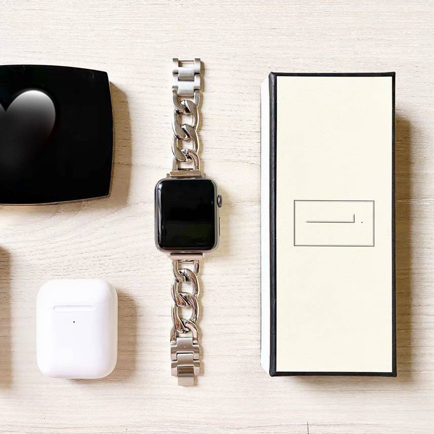 Apple Watch錶帶手錶不銹鋼單排表鏈iwatch小香風表帶單排不銹鋼金屬表鏈 露天拍賣