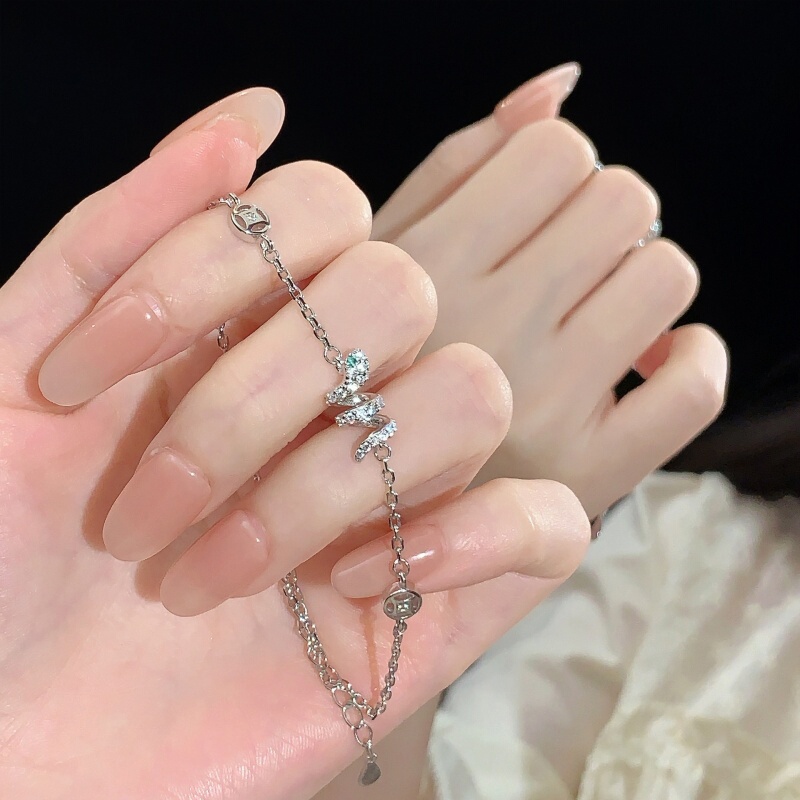 999 Pure Silver 2025 Zodiac Year Snake Bracelet for Women, Light Luxury Niche High-End Style with Sparkling Zircon Coin Jewelry Gift 999 Pure Silver 2025 Zodiac Year Snake Bracelet for Women, Light Luxury Niche High-End Style with Sparkling Zircon Coin Jewelry Gift