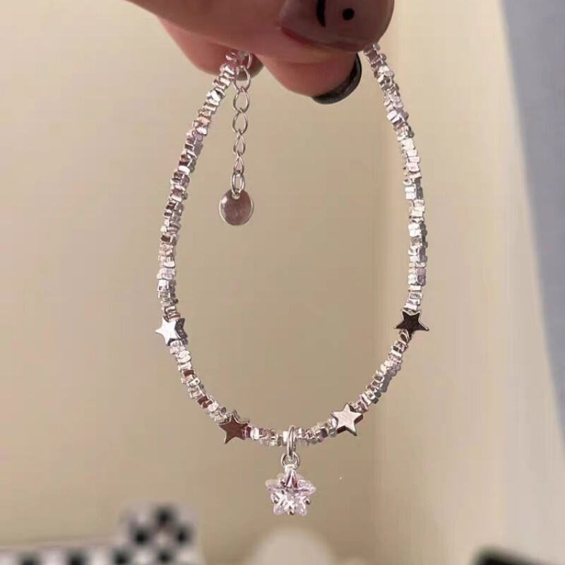 999 Pure Silver Star Broken Silver Bracelet for Women, Light Luxury Niche Exquisite Jewelry, High-Value Student Party Birthday Gift