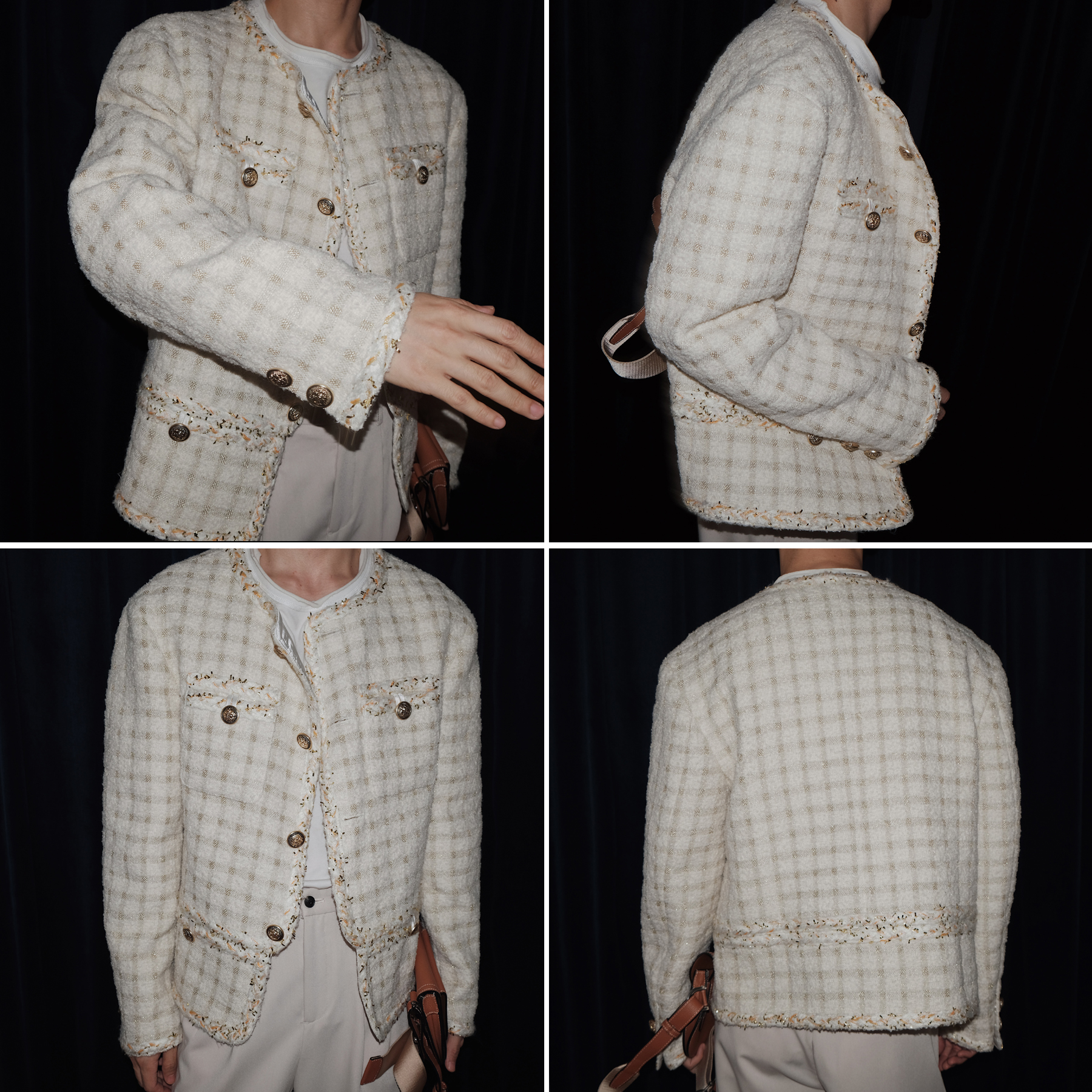 24KHOMME AW20 Private Custom Black Label Plaid Tweed Small Fragrant Jacket Coat for Men and Women