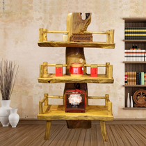  Camphor wood Bogu rack Solid wood Chinese style partition decoration cabinet living room antique shelf tea shelf display rack personality