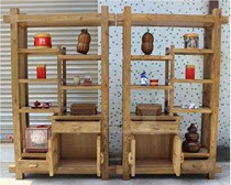  Old elm furniture Log Dobao pavilion Bogu rack Solid wood Chinese partition living room grocery rack Museum rack Antique rack