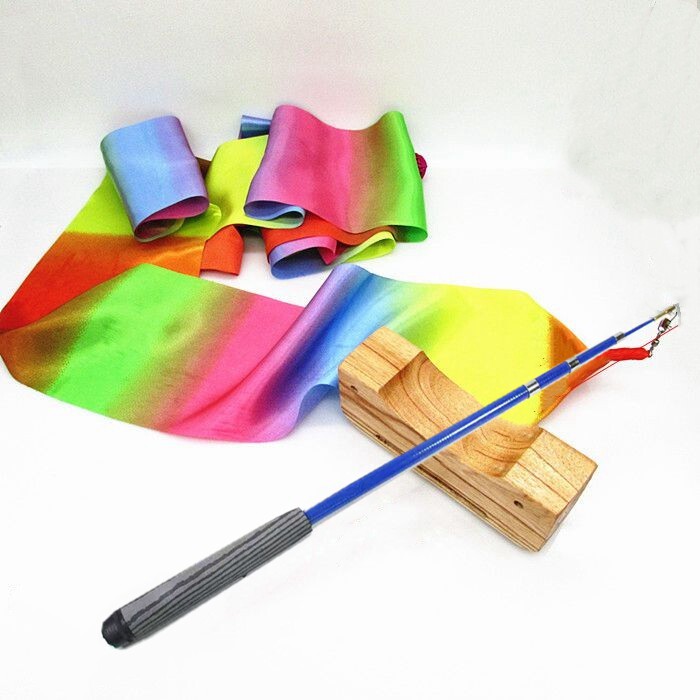 Color band telescopic Ribbon Dancing long thrower Throw Silk Fitness Sports Middle Aged Square Dance Seven Colors of Old Age Ribbon Ribbon