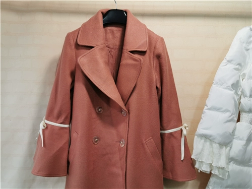 Fairy grly họa tiết váy hai màu áo len giả giữa áo khoác có lưng thắt lưng - Trung bình và dài Coat