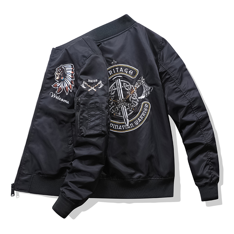 Men's Bomber Jacket Outdoor Spring and Autumn Korean Style Embroidered Retired Tactical Military Couple Axe Gang Team Jacket Trendy