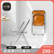 Transparent folding chair small household dining chair home modern houseNordic in red cafe milk tea shop chair