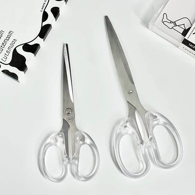实用剪刀透明简约高级感手工DIY文具刀学生美工手账不锈钢小剪子