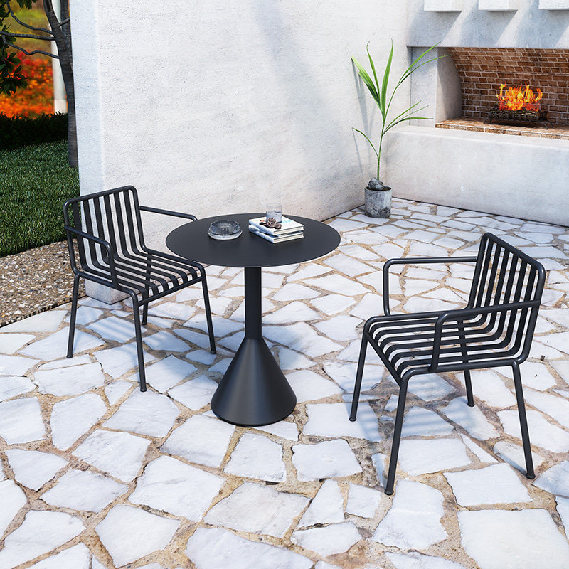 Outdoor one table and two chairs net red terrace outdoor black iron table and chair balcony leisure table and chair combination creative personality