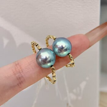 Hong kong jewelry show live broadcast natural seawater 8-9mm true multicolor akoya pearl stretch ring