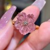 18K gold inlaid hand-carved natural tourmaline flower ring, size 14.5*13.5mm, super beautiful to use