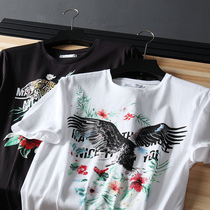 Export European and American Niche Temperament Single Pint Mens Clothing Factory Cut Tail Goods Pure Cotton Round Collar Short Sleeve Printed T-Shirt