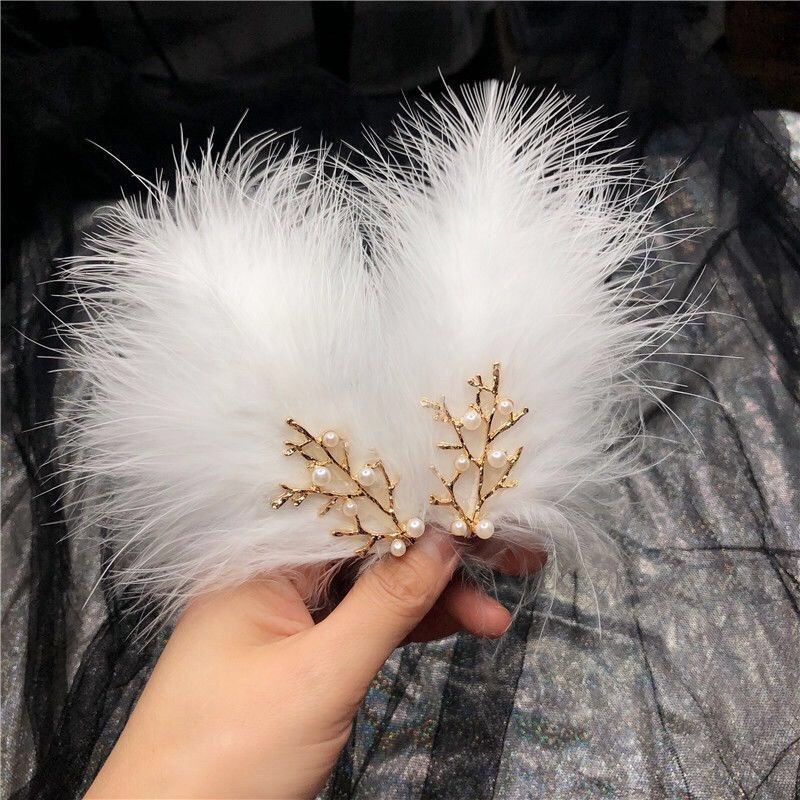 Net red feather hair super fairy white headdress performs wedding dress accessories simple Babsen daily hair decoration