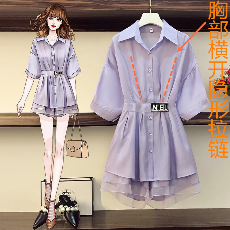 Breastfeeding Clothing, Fashionable Summer Outfit for Going Out, Hot Mom Style, Postpartum Loose Large Size Nursing Clothes, Loose Breastfeeding Two-Piece Set