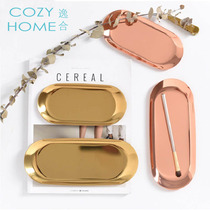 Cozyhome comfort Nordic minimalist stainless steel oval jewellery stationery containing disc tray decoration tray