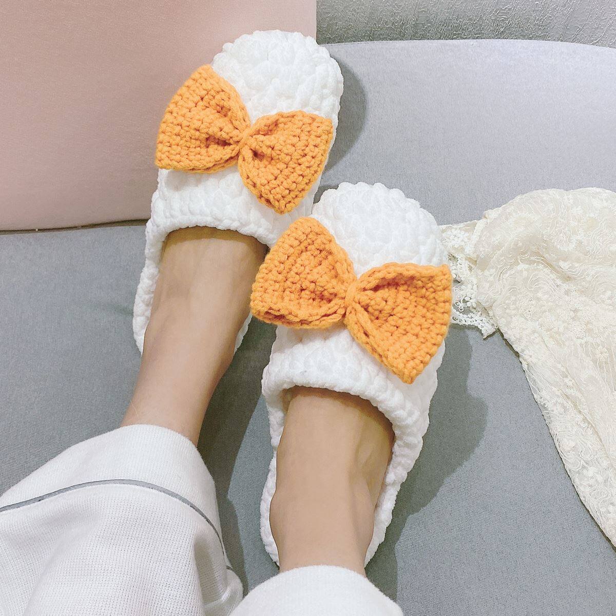 Hand-woven slippers diy material bag homemade slippers women's hand-woven wool toe shoes to send girlfriend gift finished product