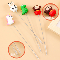 Straw brush Silicone handle Straw cup brush Clean water cup brush Thick and thin long soft hair brush set lengthened