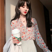 新款温柔法式甜美雪纺碎花衬衫小众上衣