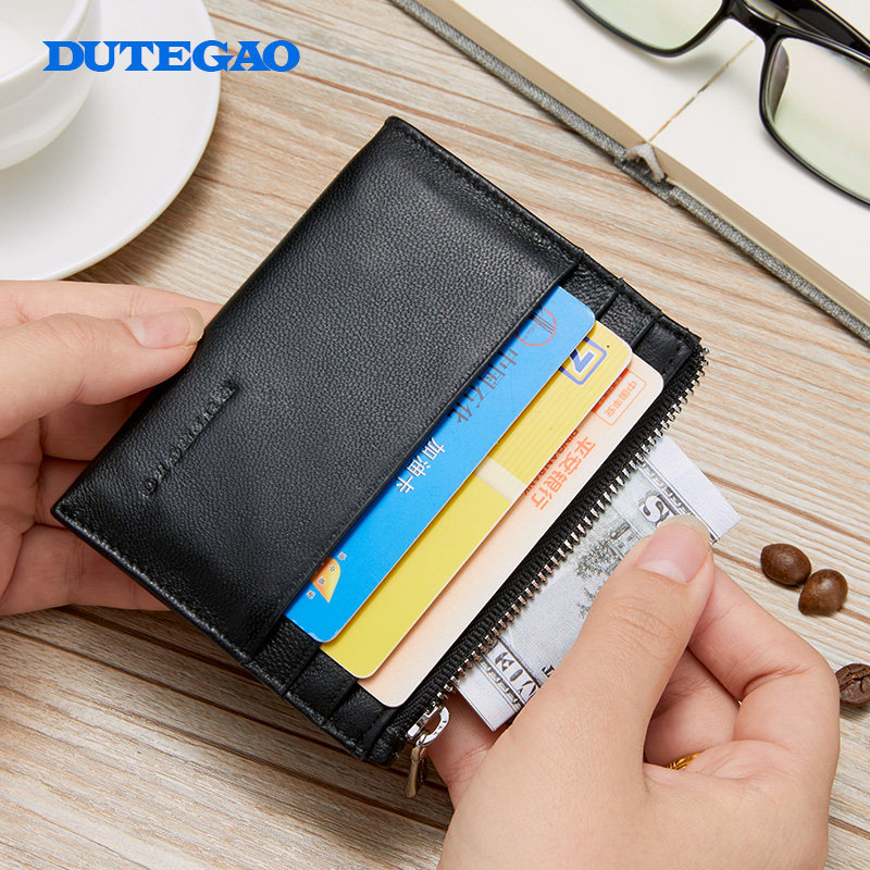 Sheepskin card holder men and women ultra-thin compact coin purse driver's license all-in-one bag bank card sleeve leather key bag card holder