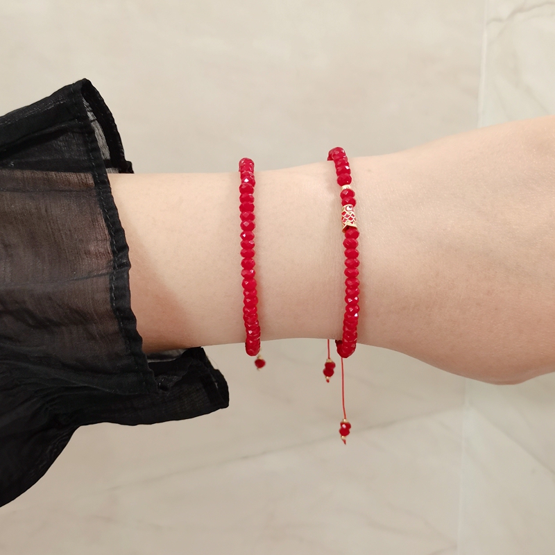 Ruby Crystal Koi Bracelet for Women, Red Agate Light Luxury Niche Exquisite Red String Bracelet, Zodiac Year Red String Bracelet
