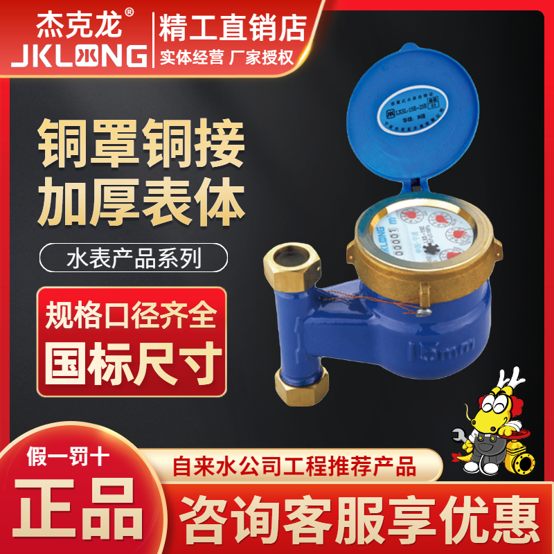 Ningbo Jack Dragon rotor vertical water meter LXSL iron shell vertical installation bottom in and top out 811 water meter 4 points 6 points DN15