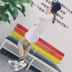 Vớ lưới màu đỏ vớ nữ cotton cầu vồng hoang dã vớ đại học gió thể thao nữ vớ vớ đường phố vớ nữ cổ ngắn Bít tất nữ