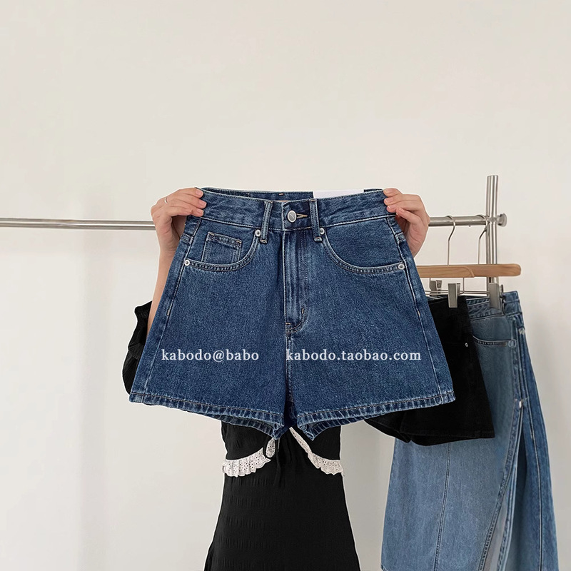 Kabodo0859 Denim Shorts for Women 2025 Summer New High-Waisted Thin A-Line Wide-Leg Shorts