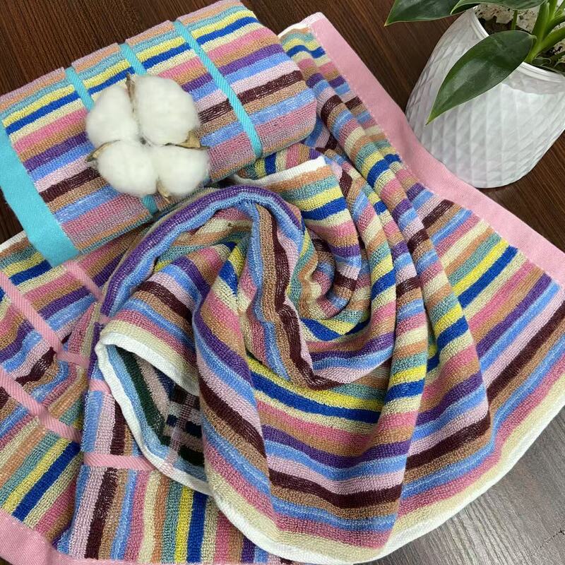 Pure Cotton Rainbow Striped Towel, Does Not Shed or Fade Pure Cotton Rainbow Striped Towel, Does Not Shed or Fade
