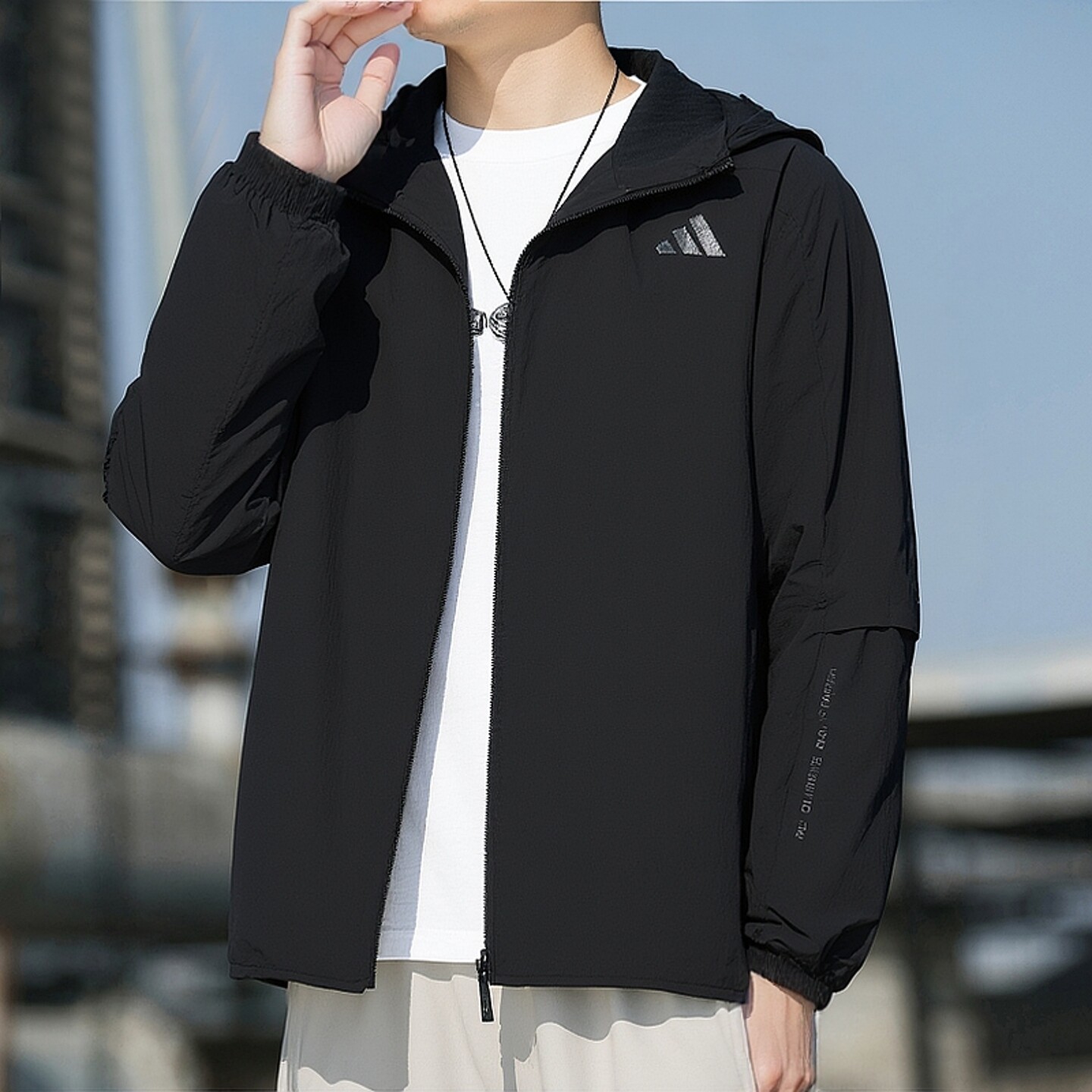 Adidas外套男秋季新款戶外夾克連帽梭織運動服寬鬆上衣防風衣男