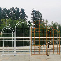 New Chinese-style wedding stage layout wrought iron arch props Mori wedding scene layout decorative screen road lead