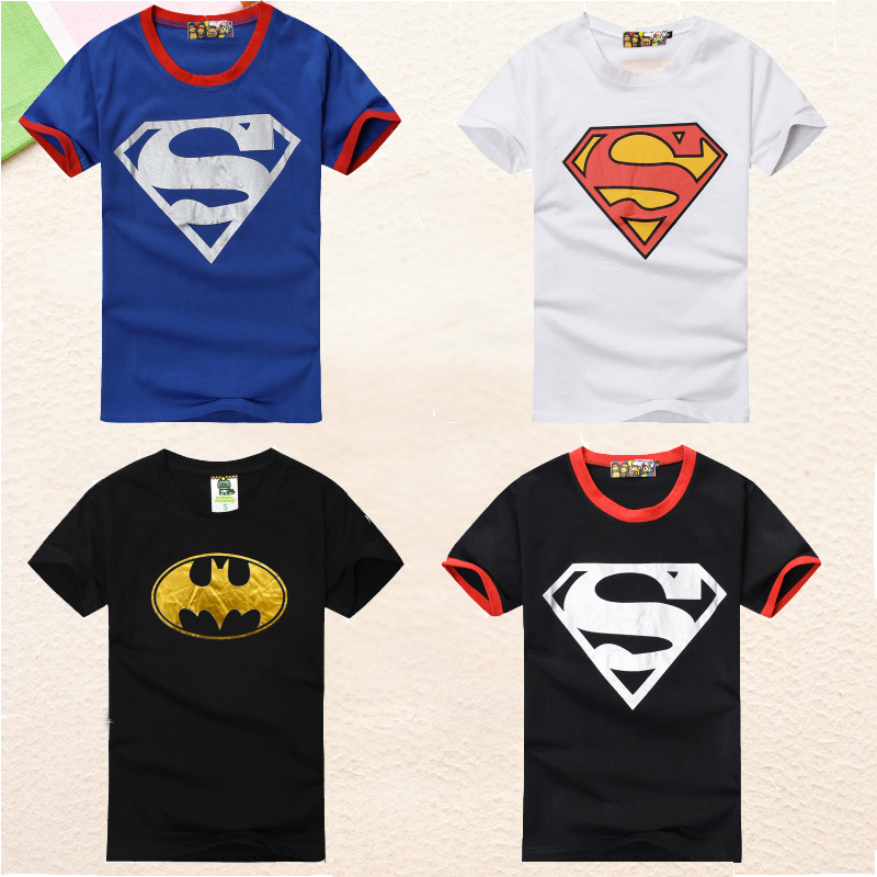Summer Trend Street Classic Superman Batman Men's and Women's Clothing Superman Short-Sleeved T-Shirt Student Class Uniform Couple Outfit