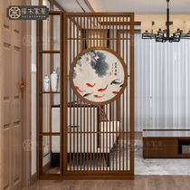 New Chinese screen partition living room solid wood porch hollow screen cabinet home shelf Chinese movable screen