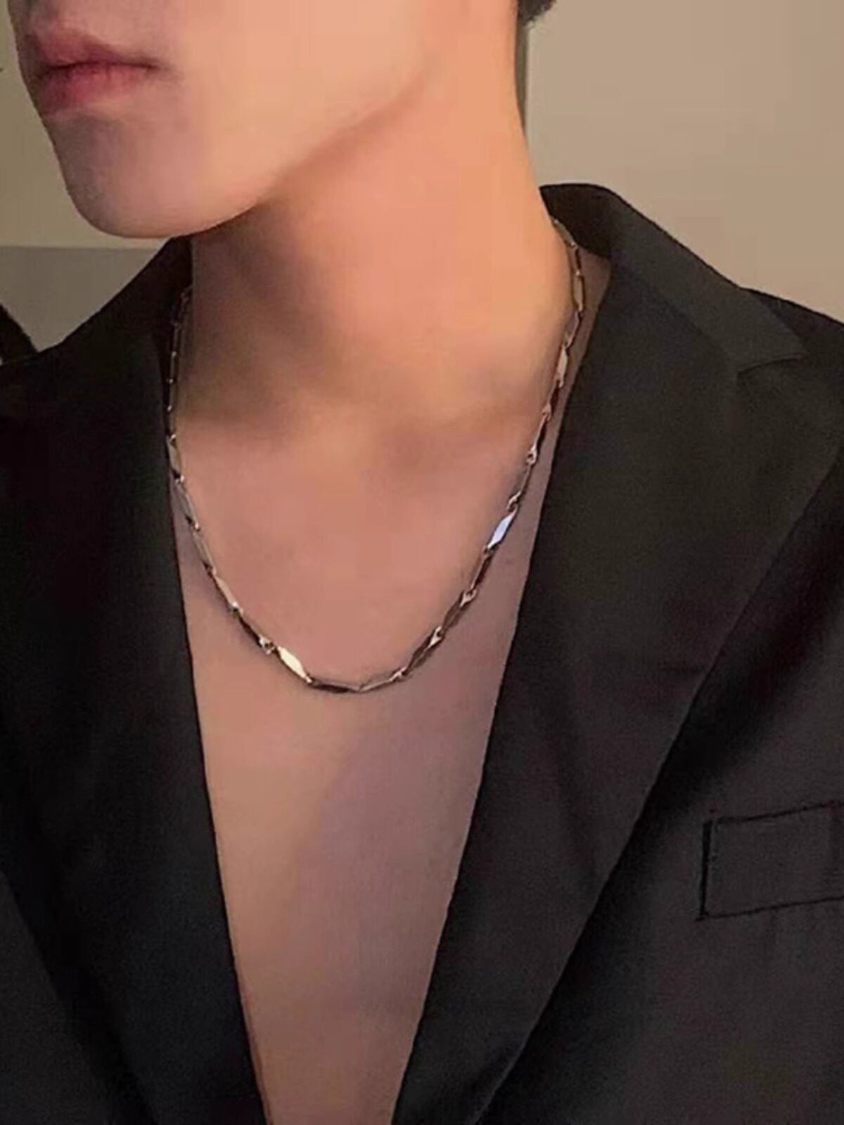 Necklace Men's Wave Lock Bone Chain Boys CuCuba Melon Seeds Chain Men Tide Cards 100 Lap Light Lavish Crowdwear Chain Accessories-Taobao