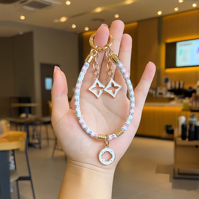 Leather Wristlet Keychain Pendant Car Key Ring Mobile Phone Lanyard Women's Fashion Keychain Bag Strap