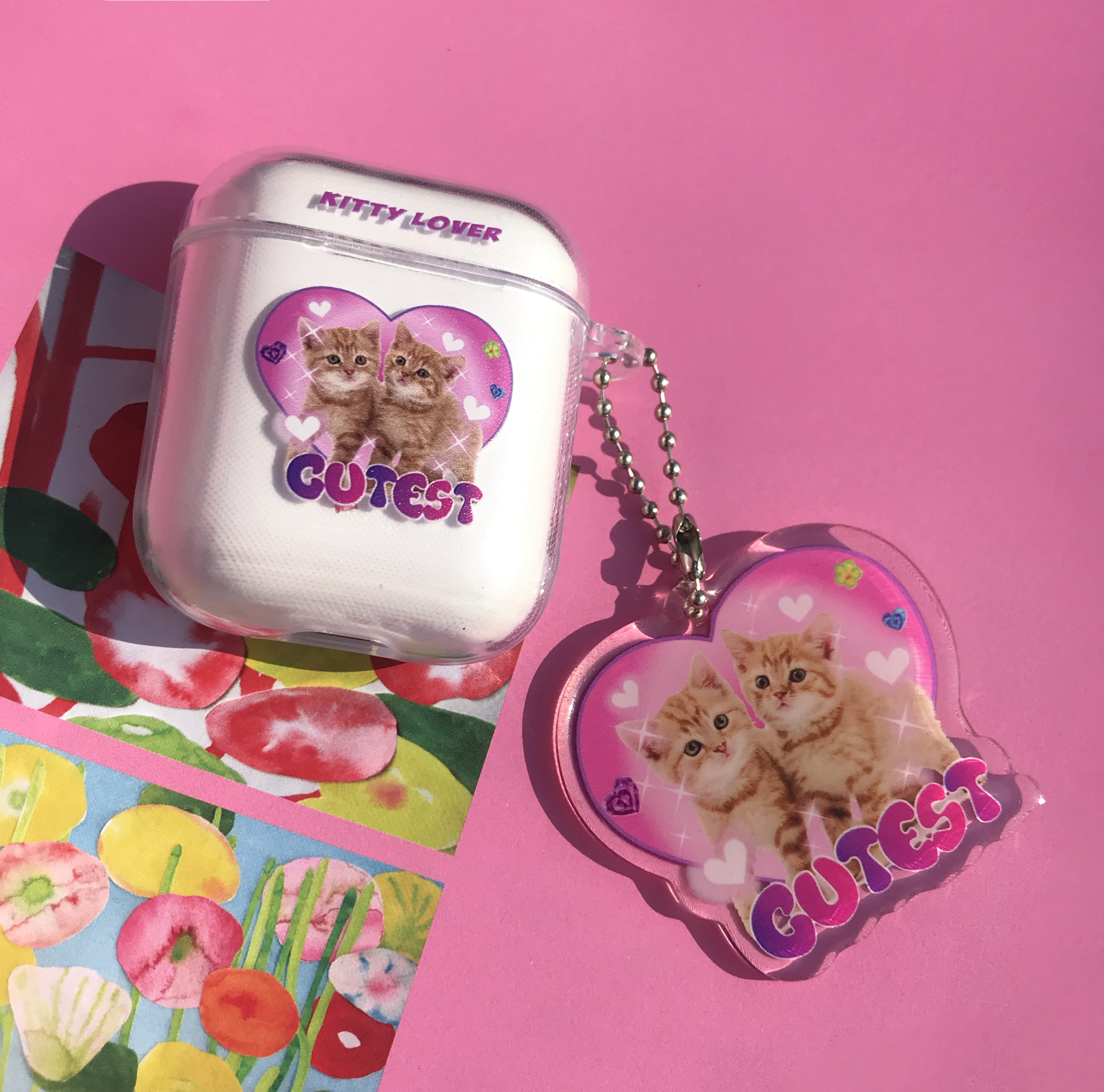 Airpods headset protective sleeves Transparent soft shells Cute retro 90s pink Rubbies exclusive