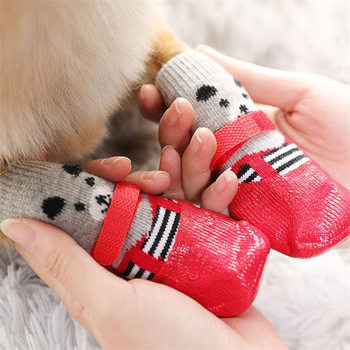 Dog socks winter waterproof and anti-dirty foot covers teddy bichon small dog outdoor non-slip non-falling pet shoes