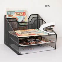 Metal Wrought iron A4 horizontal vertical multi-function file rack File frame Desktop organization rack Office stationery supplies