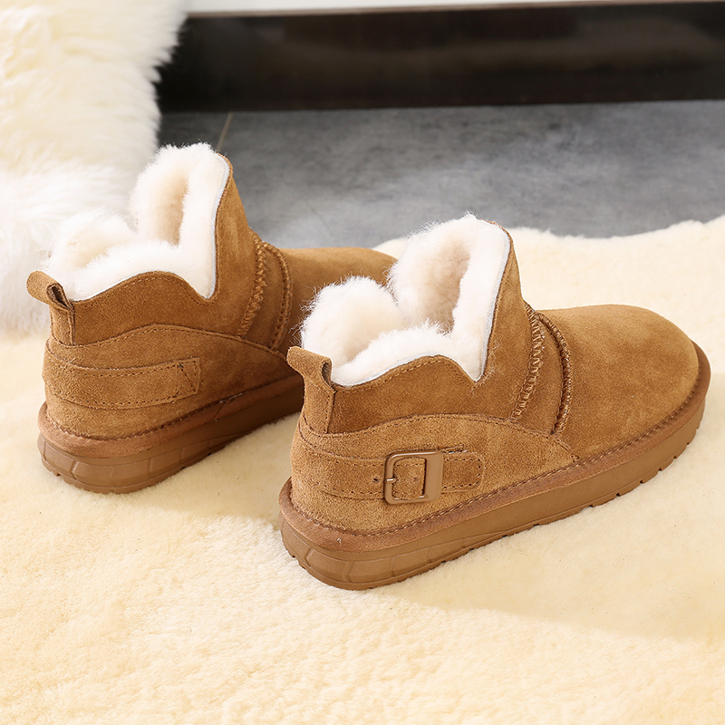 MAROLIO self-reservation recommended ~ winter snow boots women's leather short barrel fur one non-slip warm thick cotton shoes