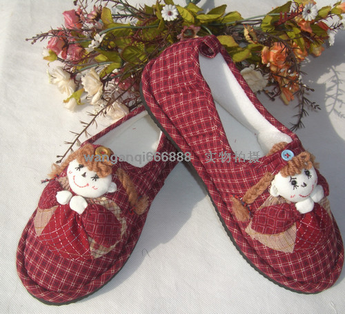 Creative Good Life Outlet Cute Countryside Girl Non-slip Cloth Art Slippers Home Shoes TX01 Home Slippers