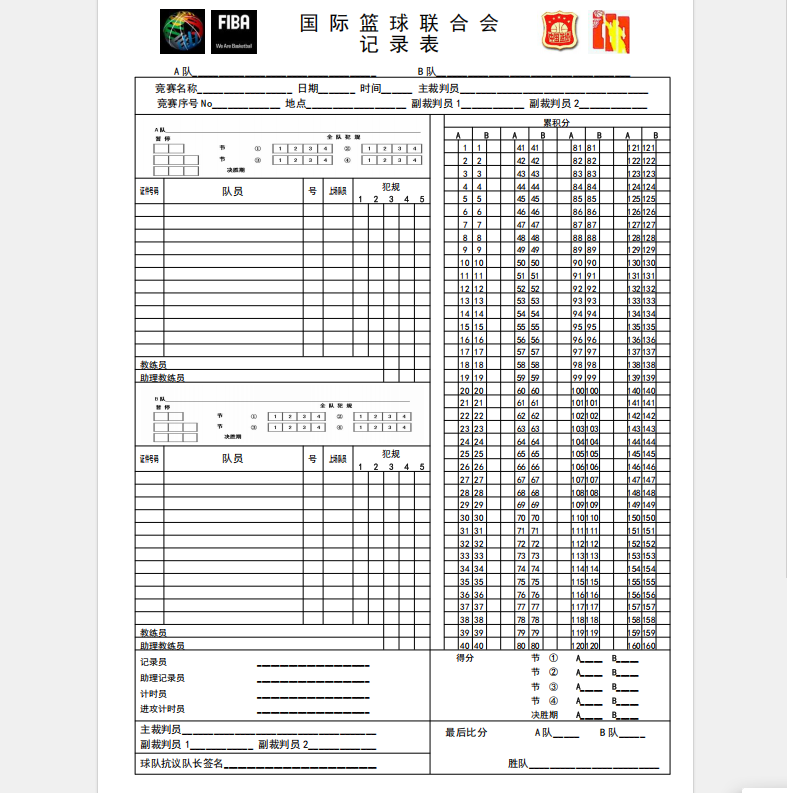 Professional Basketball Game Recording Table, Fiba Referee Foul Report, Ba Game Record Sheet, Personal Data Record Professional Basketball Game Recording Table, Fiba Referee Foul Report, Ba Game Record Sheet, Personal Data Record