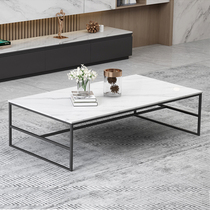 Light luxury rock board coffee table table Living room Household simple post-modern minimalist Italian rectangular Nordic white black