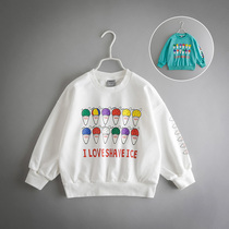 Boy Spring Festival New Korean version CUHK Childrens clothing Baby children casual loose round collar sleeve head white sweatshirt